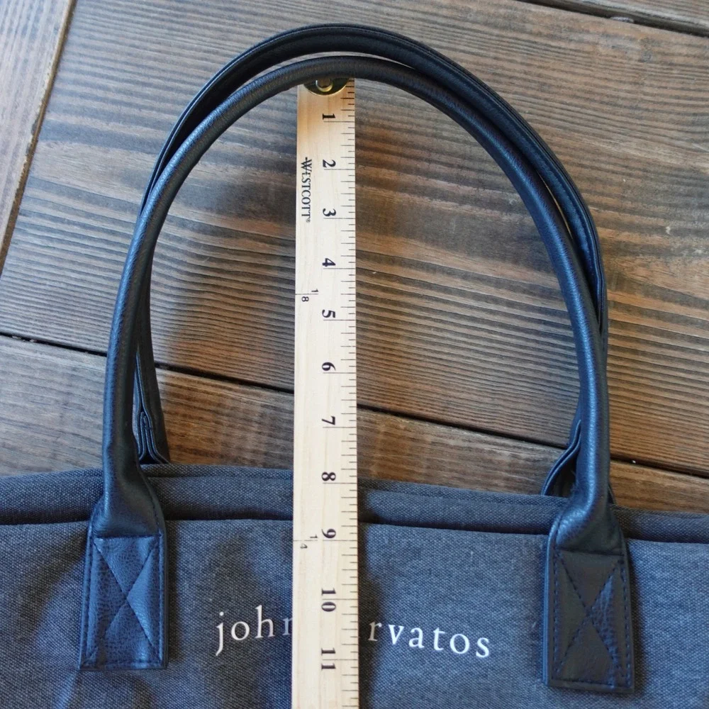 John Varvatos Mens Canvas Duffle Bag Grey Travel Weekender Carry On Gym Modern